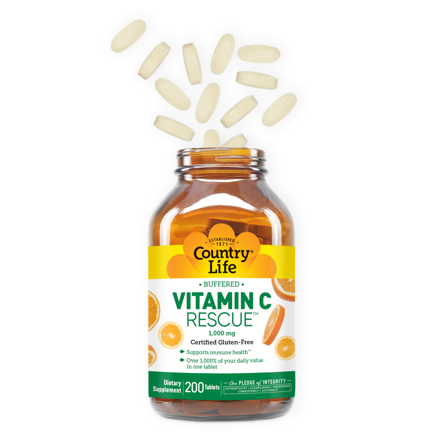 Buffered Vitamin C Rescue 1000mg (200 tablets) | Country Life