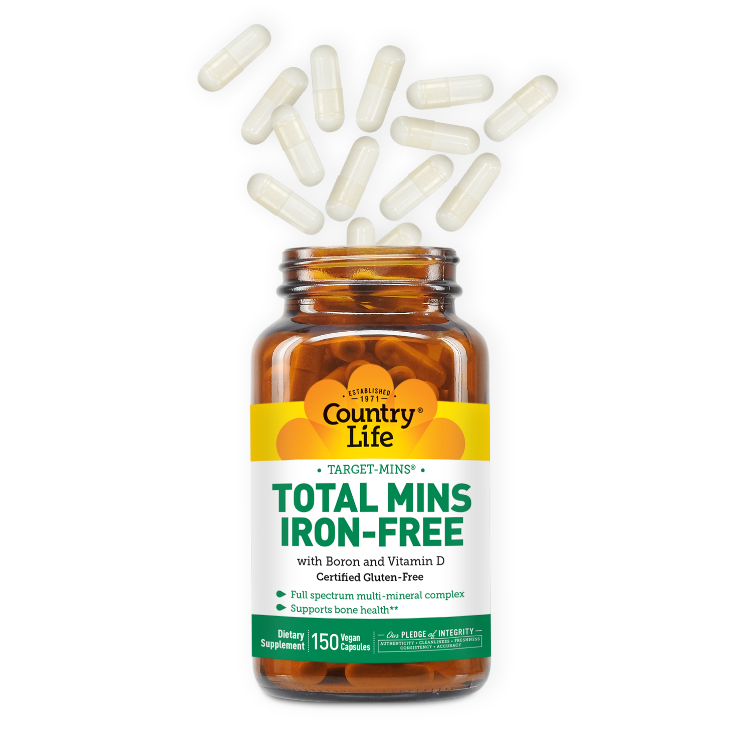 Total Mins Iron-Free (150 capsules) - Country Life Vitamins