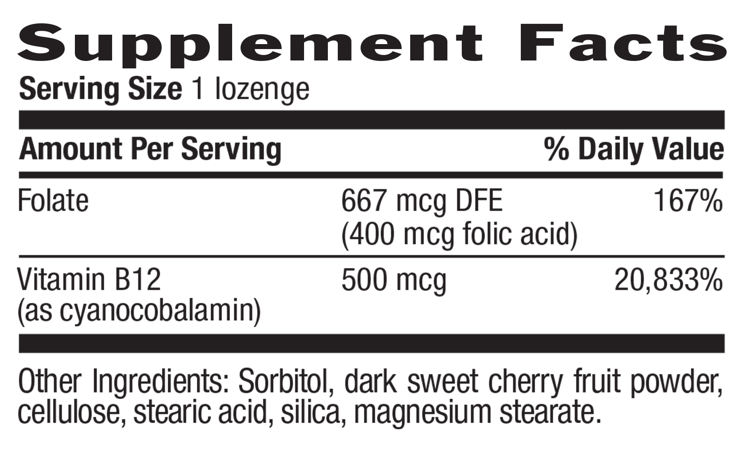 Vitamin B12 500 mcg, Cherry Lozenges
